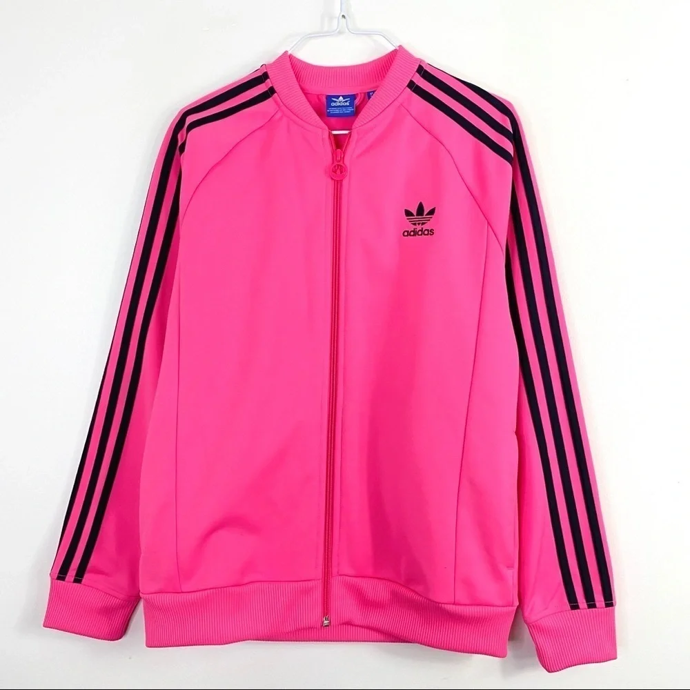 Adidas 3-Strip Zip up Truck Jacket Neon Pink